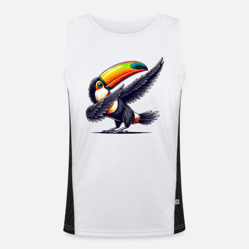 Toucan, Tropical Bird, Dabbing, Exotic - Men's Functional Contrast Tank Top  - white/black