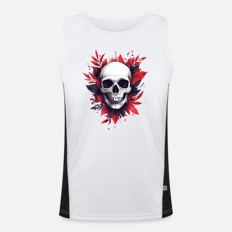Decorative Skull, Skull, Flowers, Party Men's Functional Contrast Tank Top 