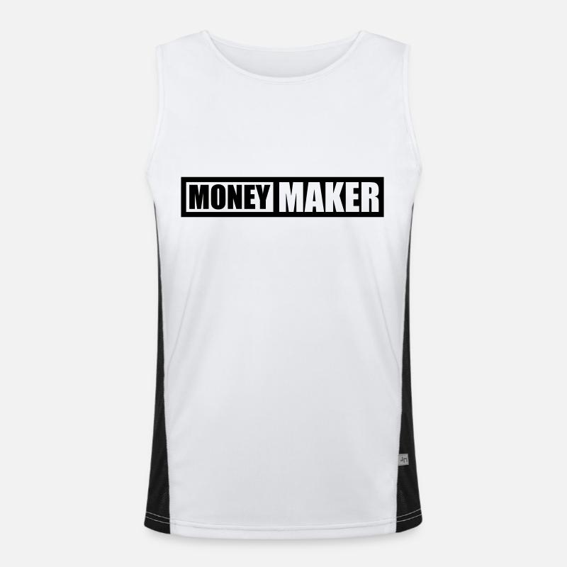 Logo Text Money Maker Funktionelles Kontrast-Tank Top für Männer 