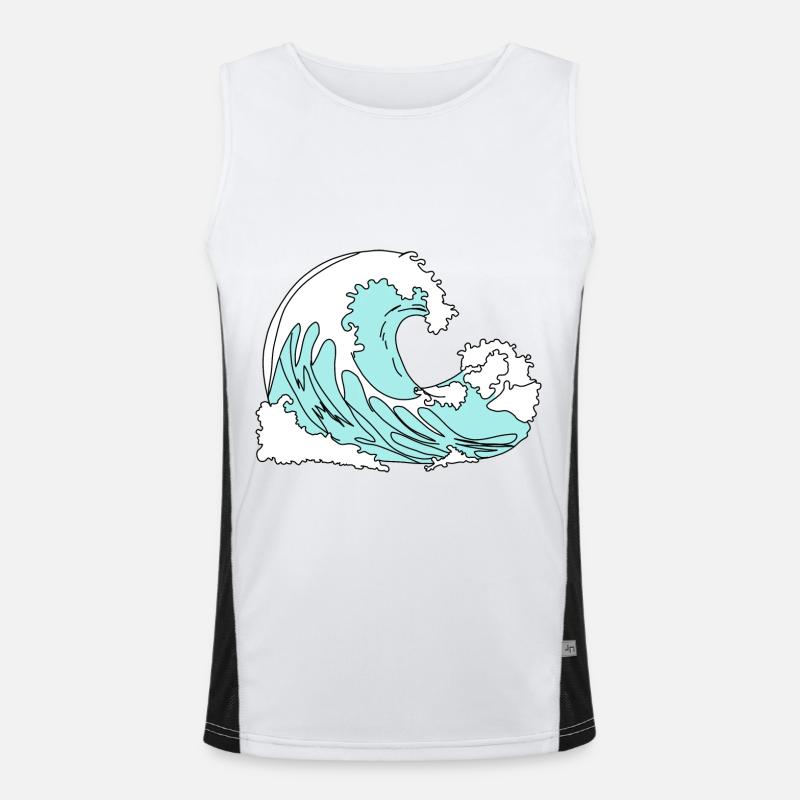 Wave Retro Comic Style Men's Functional Contrast Tank Top 