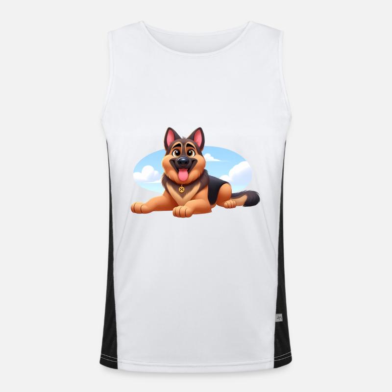 German Shepherd 12 - Men's Functional Contrast Tank Top  - white/black