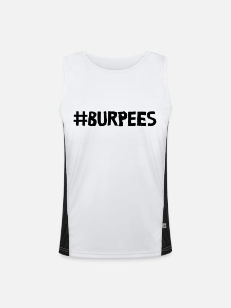 Burpees Hashtag - Débardeur respirant contrasté Homme  - blanc/noir - Devant