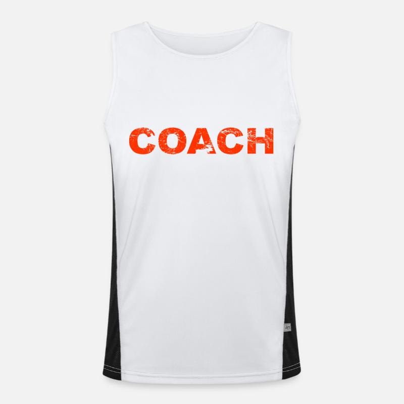 Coaching Trainer Training Spruch Coach - Funktionelles Kontrast-Tank Top für Männer  - Weiß/Schwarz