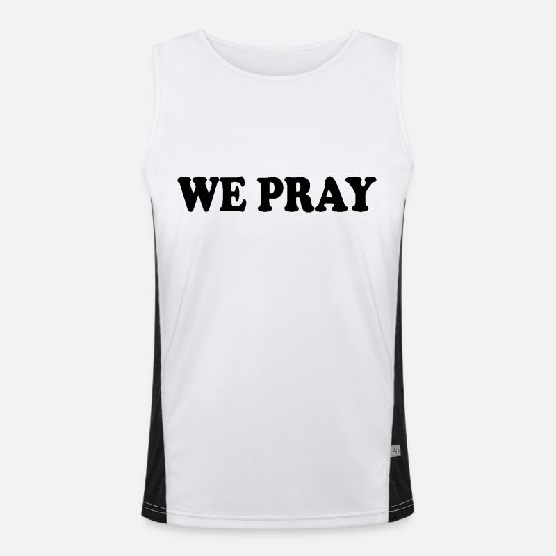 We pray - Men's Functional Contrast Tank Top  - white/black