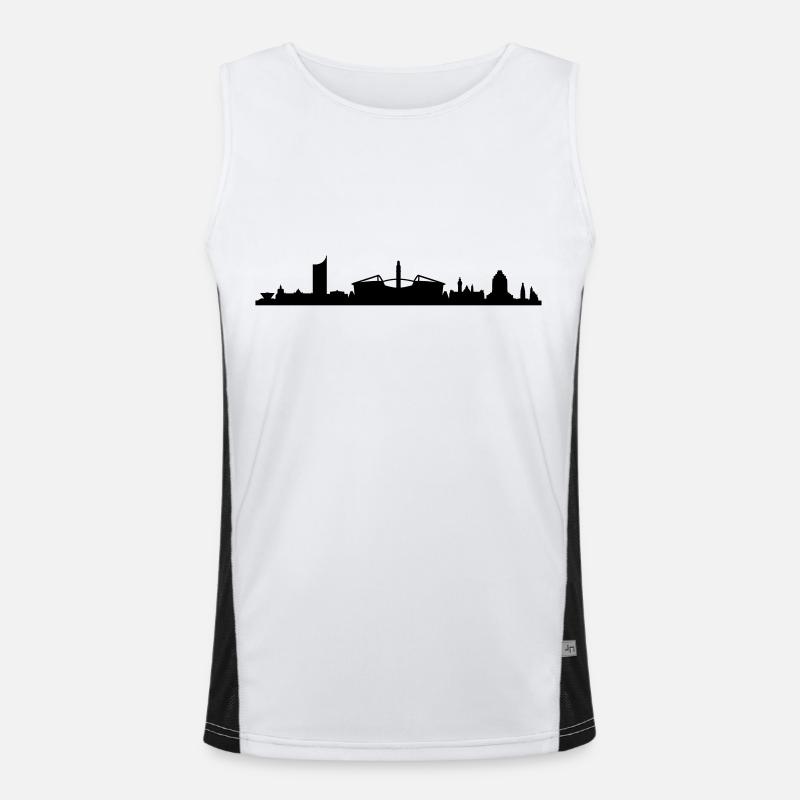 Skyline Leipzig Stadion Funktionelles Kontrast-Tank Top für Männer 