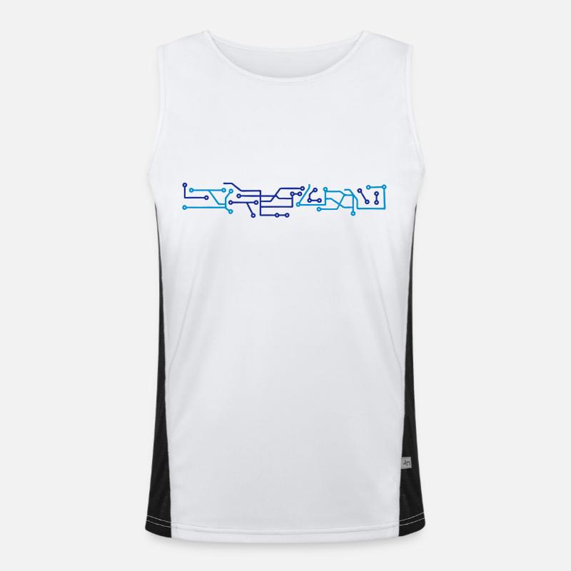 technology line connection microchip datentechnik Men's Functional Contrast Tank Top 