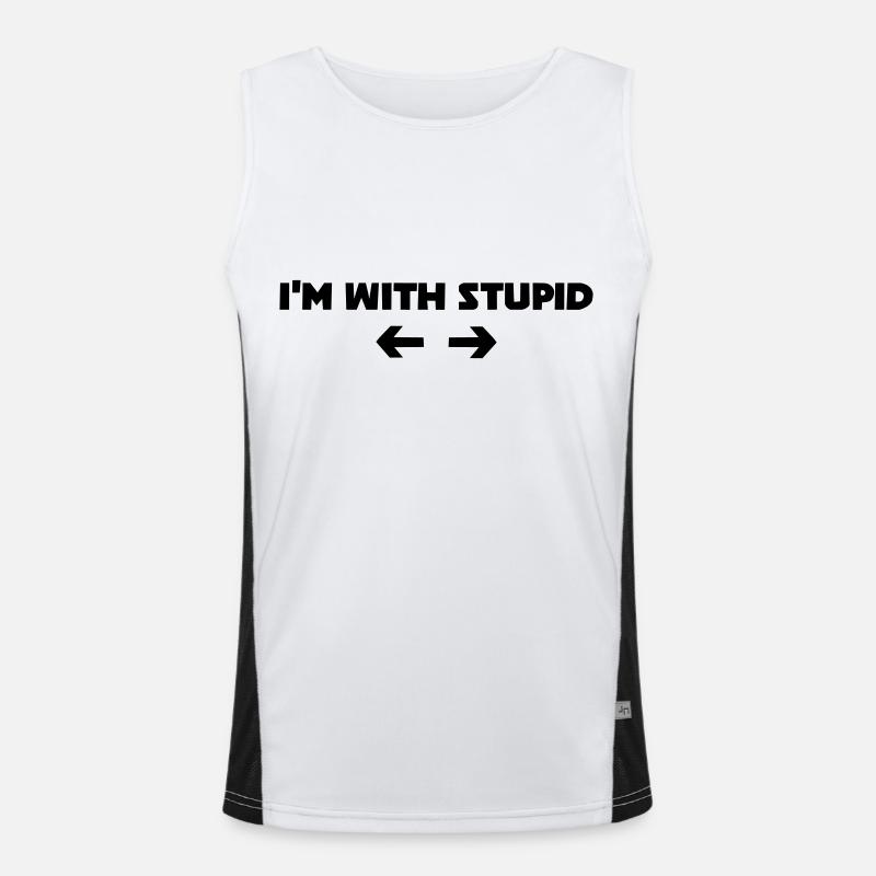 i m with stupid Men's Functional Contrast Tank Top 