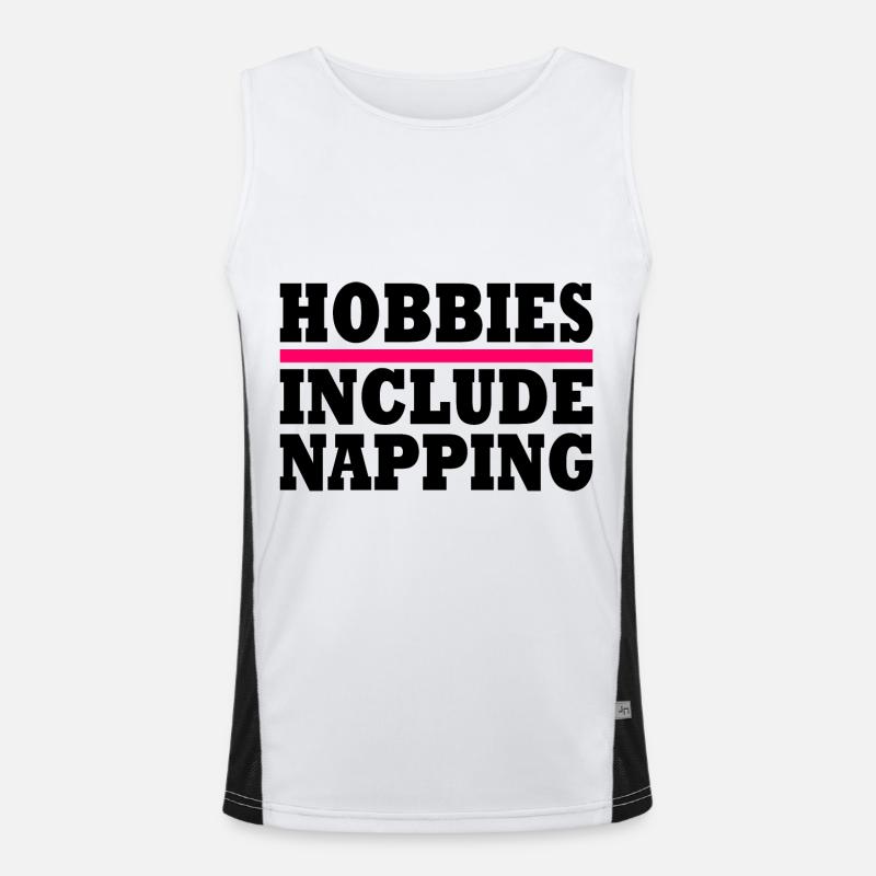 Hobbies include napping - Men's Functional Contrast Tank Top  - white/black