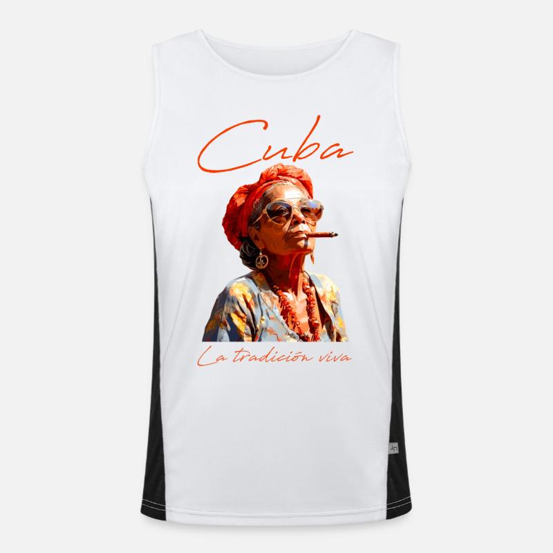 Cuba Cigar Smoking Lady Men's Functional Contrast Tank Top 