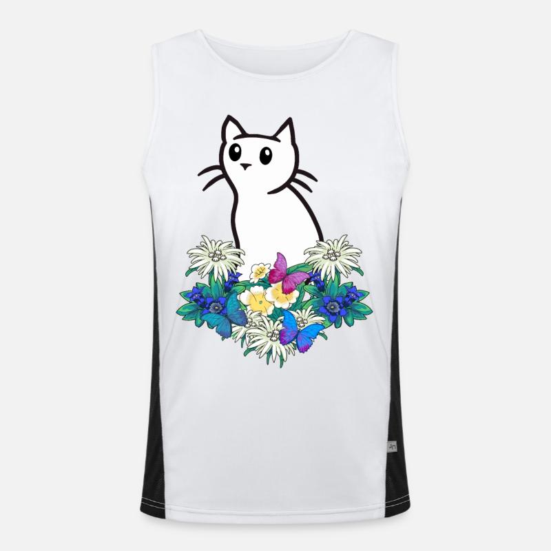 Chat Chats Fleurs Montagnes Débardeur respirant contrasté Homme 
