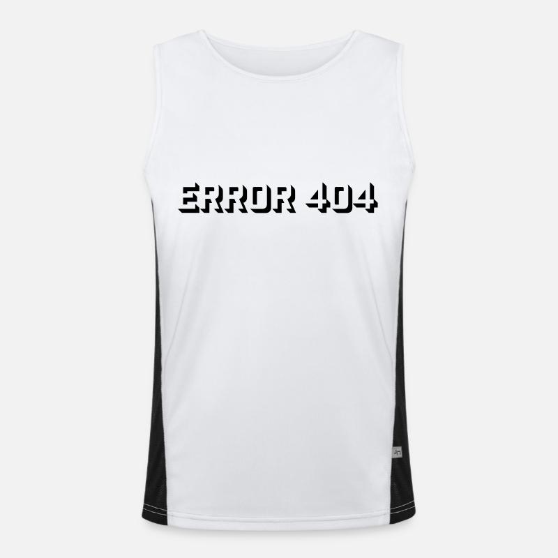 Nerd Computer Error 404 - Funktionelles Kontrast-Tank Top für Männer  - Weiß/Schwarz