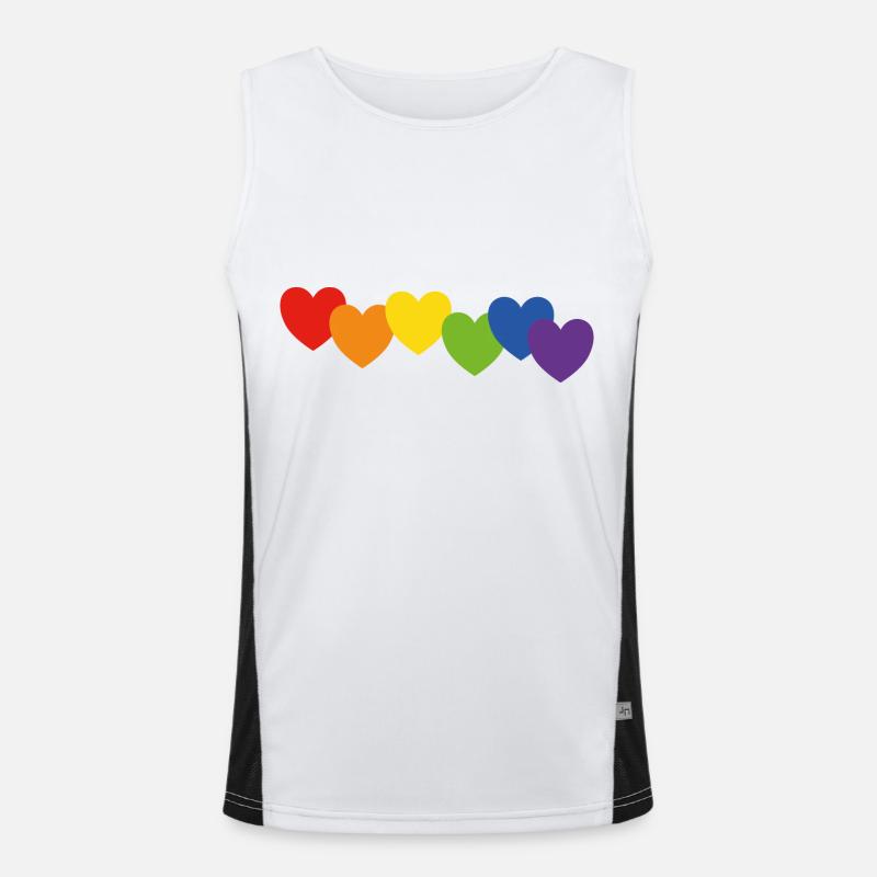 Herzen Regenbogenfarben Funktionelles Kontrast-Tank Top für Männer 