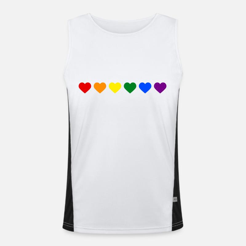 Regenbogenherzen Funktionelles Kontrast-Tank Top für Männer 