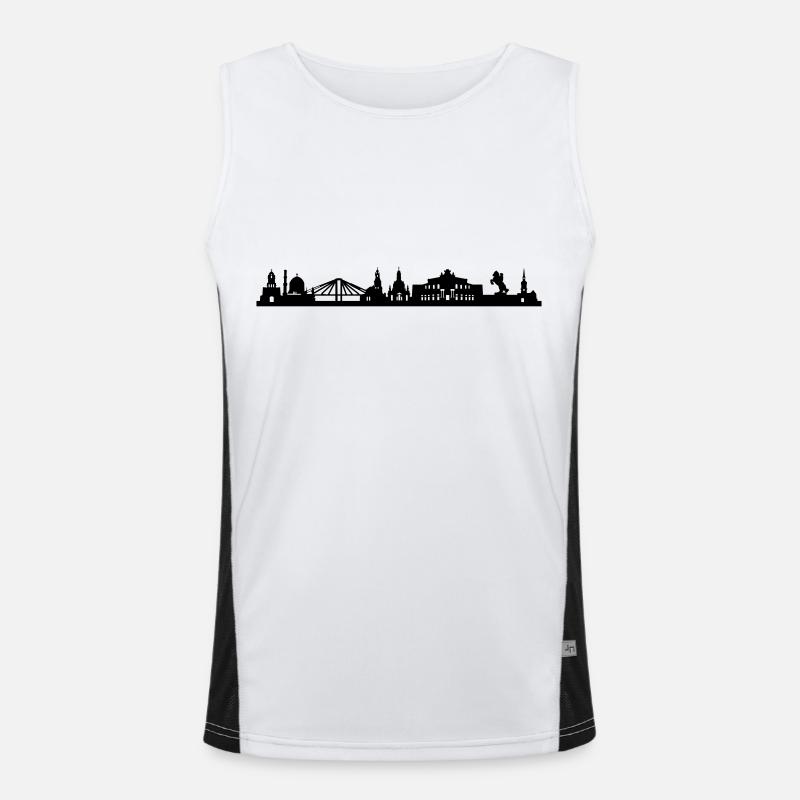 Skyline Dresden lang Funktionelles Kontrast-Tank Top für Männer 