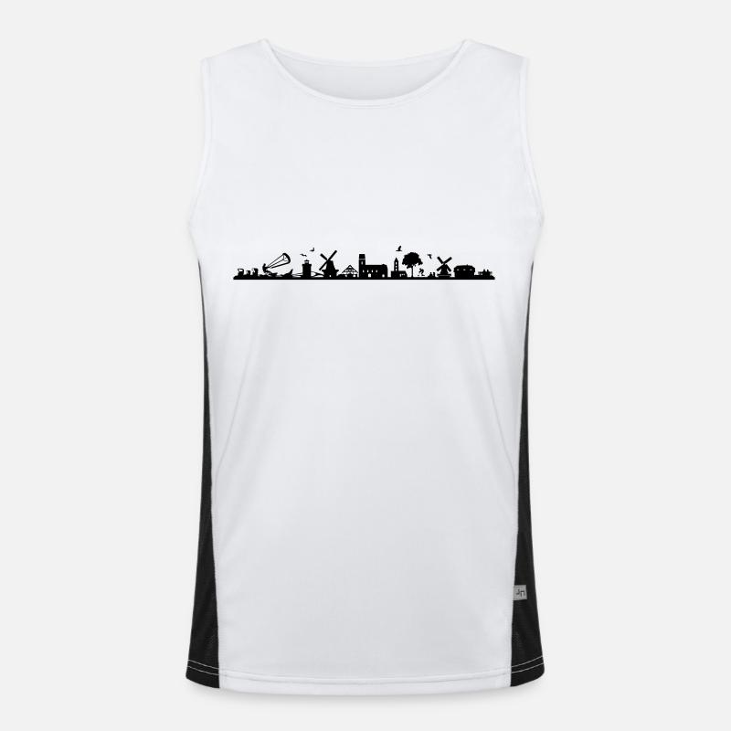 Skyline - Küste Föhr Funktionelles Kontrast-Tank Top für Männer 