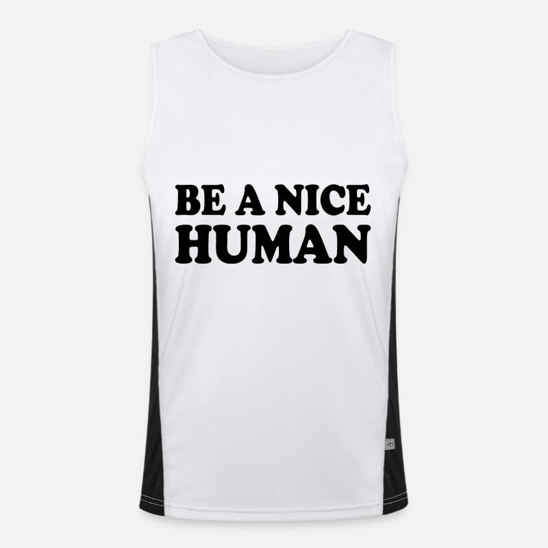 Be a nice human - Men's Functional Contrast Tank Top  - white/black