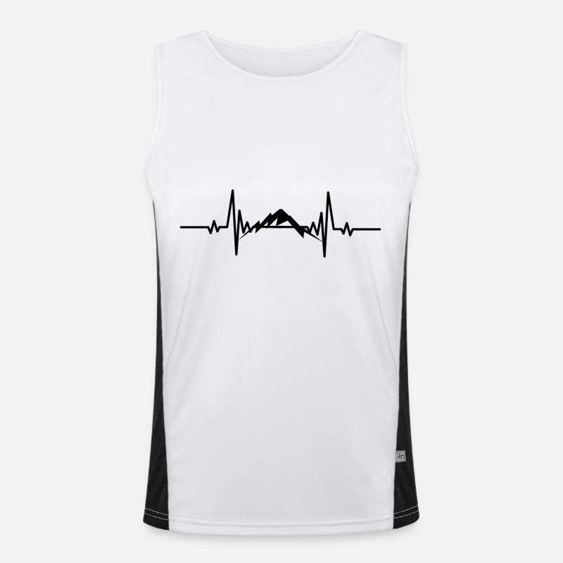 Heartbeat snowy mountain Men's Functional Contrast Tank Top 