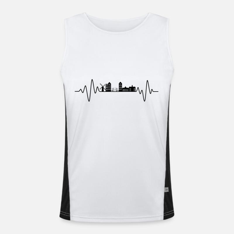 Amsterdam Herzschlag Skyline Amsterdam Funktionelles Kontrast-Tank Top für Männer 