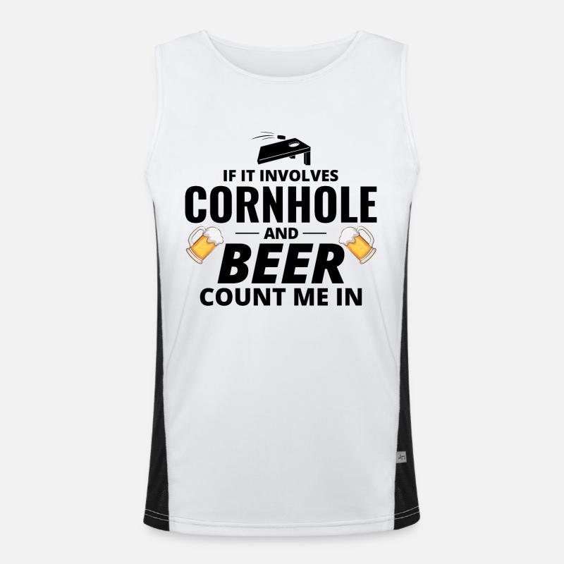Cornhole Drinking Bean Bag Toss Jeu de pelouse en plein air Débardeur respirant contrasté Homme 