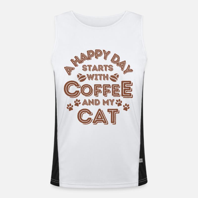 Katze Kaffee Katze Cafe Funktionelles Kontrast-Tank Top für Männer 