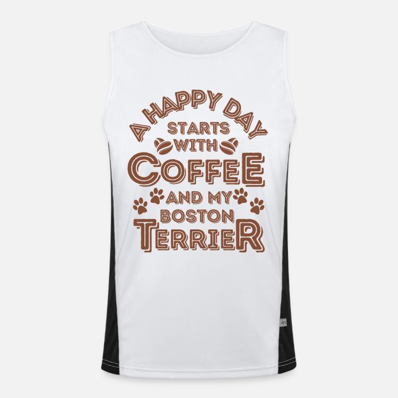 Boston Terrier Kaffee Hund Cafe Funktionelles Kontrast-Tank Top für Männer 