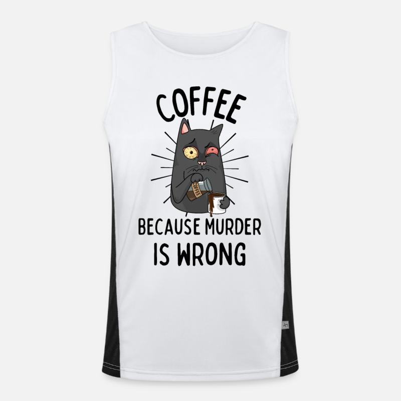 Kaffee Katze lustiger Spruch Coffee Murder wrong Funktionelles Kontrast-Tank Top für Männer 