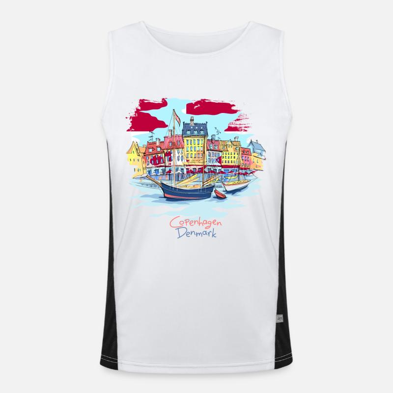 Denmark Copenhagen Danish Danmark Tshirt Men's Functional Contrast Tank Top 