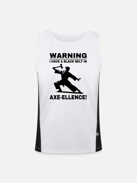 Axt Werfen Ninja Axt Werfer Schwarzgurt Lustig - Funktionelles Kontrast-Tank Top für Männer  - Weiß/Schwarz - Vorne