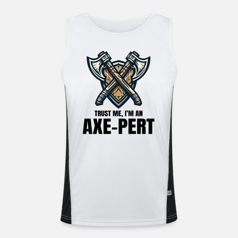 Trust Me I'm an Axe-pert Axe Throwing Lumberjack Men's Functional Contrast Tank Top 