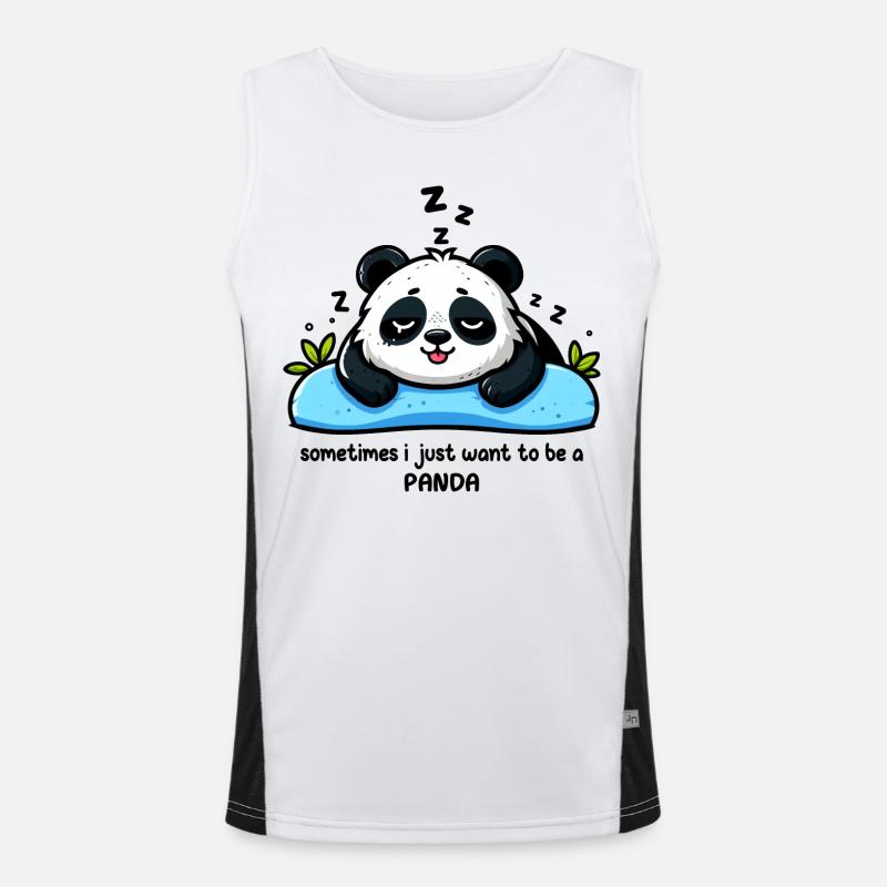 Sleeping Tired Panda Funny Animals Men's Functional Contrast Tank Top 