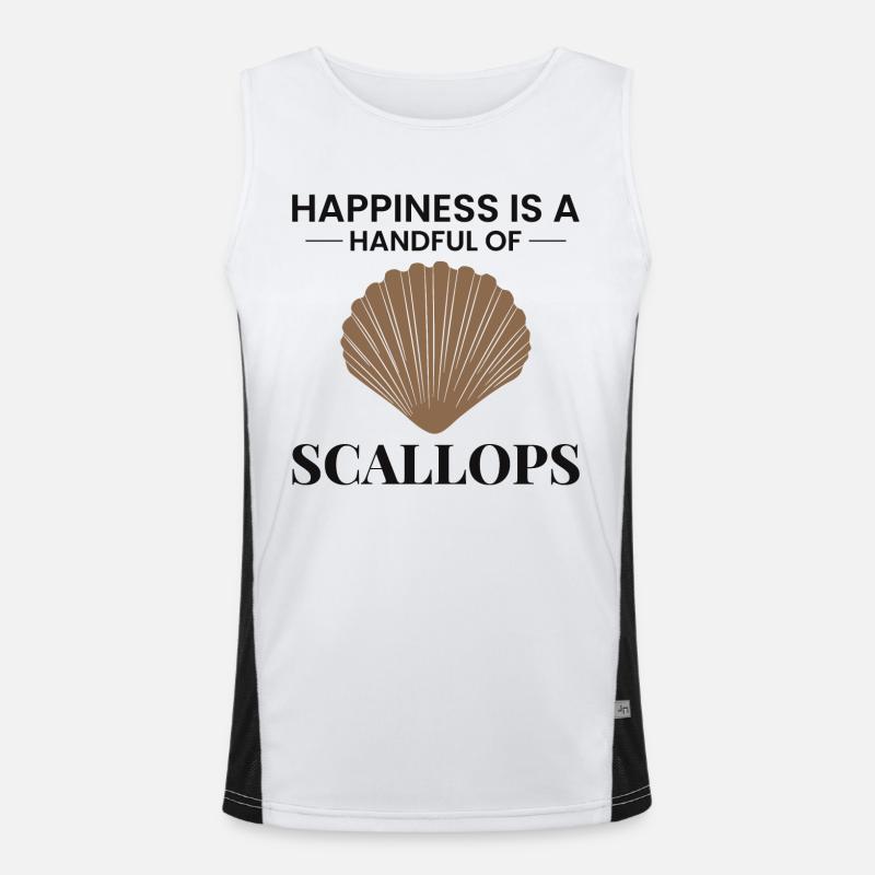 Scallop Seashells Collector Beachcomber Shellfish Men's Functional Contrast Tank Top 