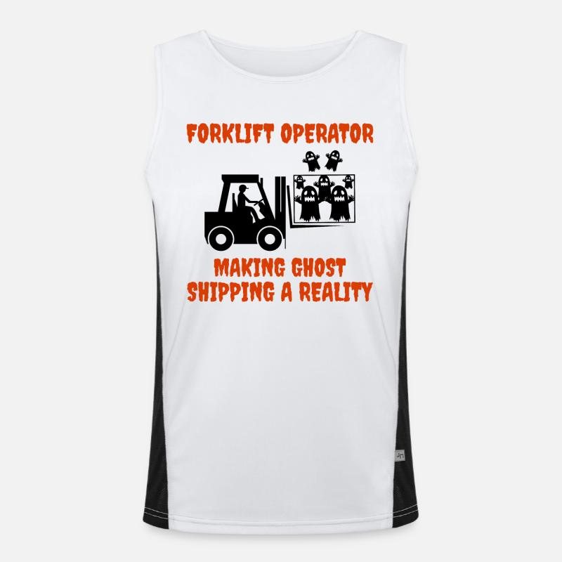 Halloween Ghosts Forklift Operator Heavy Equipment Men's Functional Contrast Tank Top 