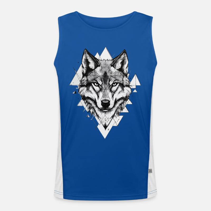 Wolf Wolf Head Geometric Art Nature Wilderness Men's Functional Contrast Tank Top 