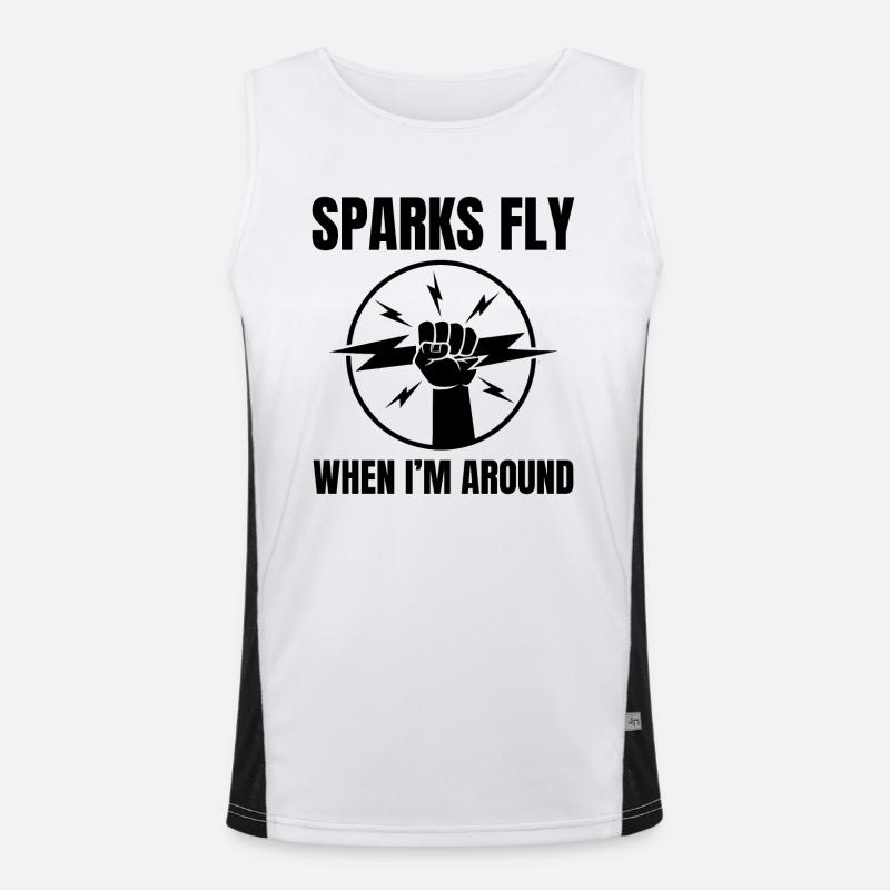 Electrician Lineman Electrical Technician Engineer - Men's Functional Contrast Tank Top  - white/black