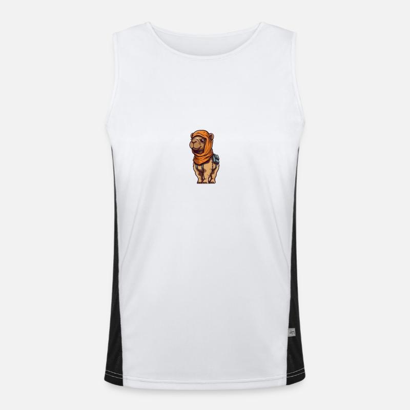 Kamelopy - Men's Functional Contrast Tank Top  - white/black