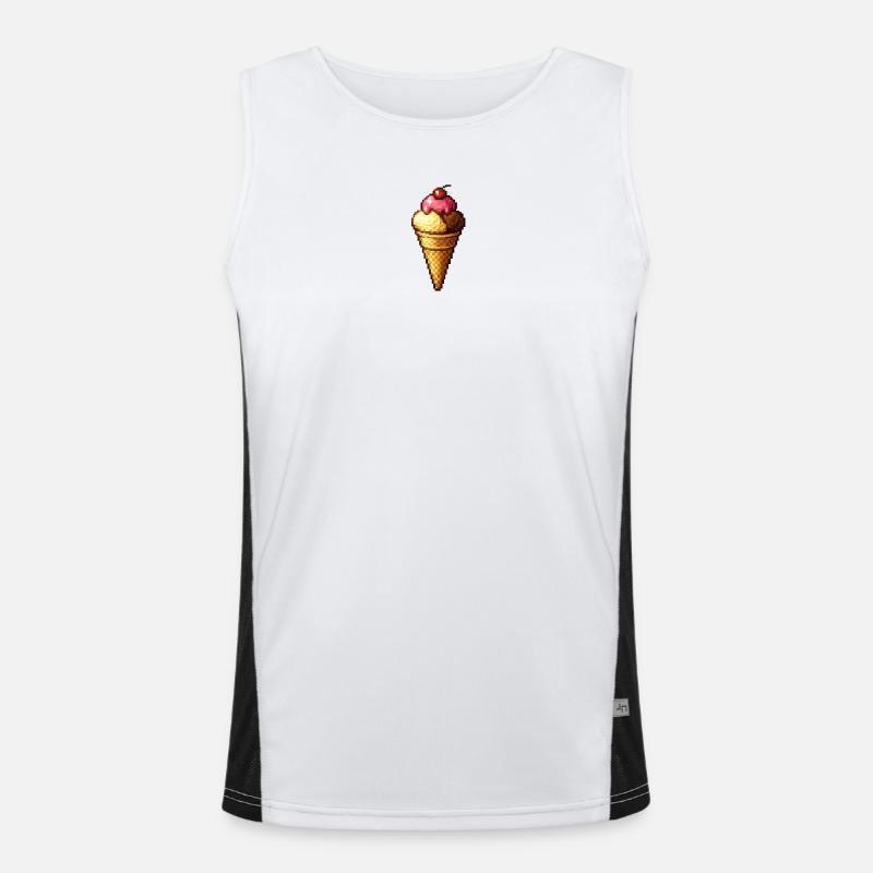 Retro Pixel Eiscreme Cone - Men's Functional Contrast Tank Top  - white/black