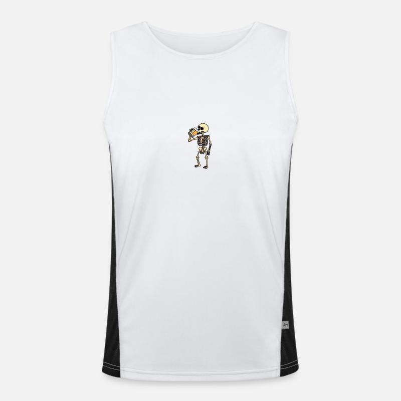 Skeleton drinks beer, Halloween Men's Functional Contrast Tank Top 