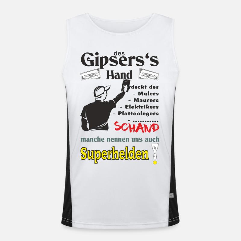 Gipser mit Gipsershirt die  Superhelden Handwerker Funktionelles Kontrast-Tank Top für Männer 