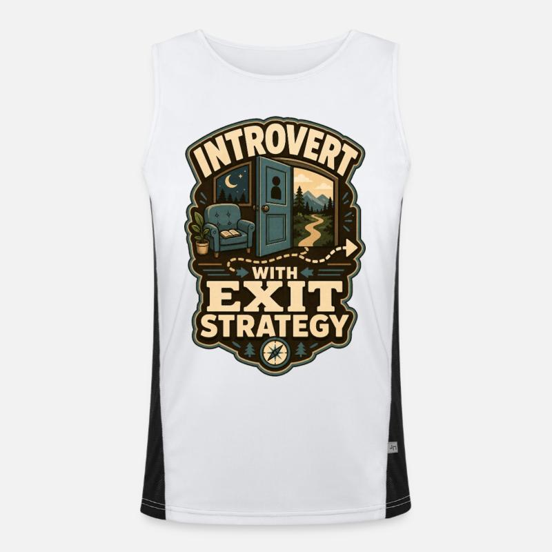 Introvert With Exit Strategy - Men's Functional Contrast Tank Top - white/black