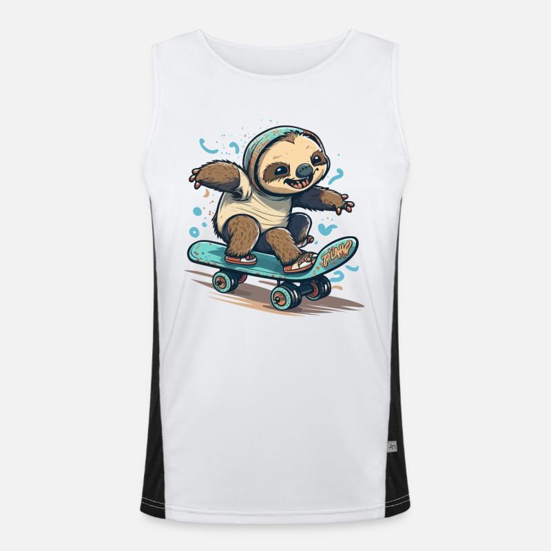 Faultier Skateboarder Funktionelles Kontrast-Tank Top für Männer 
