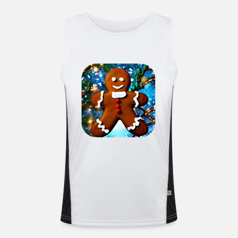 Weihnachts Lebkuchenmann Funktionelles Kontrast-Tank Top für Männer 