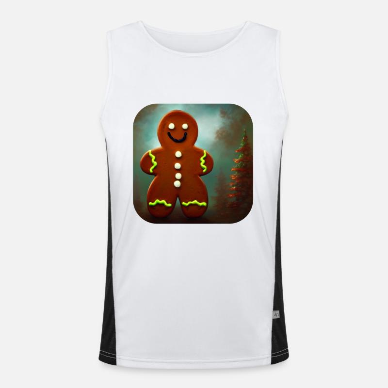 Weihnachts Lebkuchenmann Funktionelles Kontrast-Tank Top für Männer 