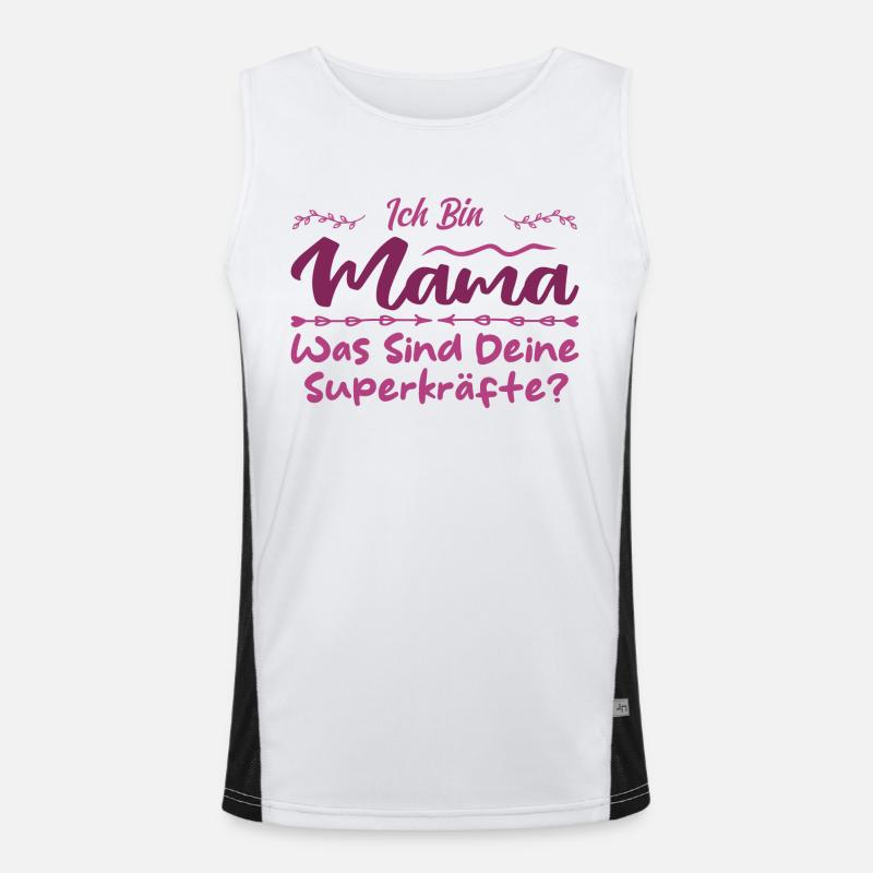 Ich Bin Mama - Was SInd Deine Superkräfte? Funktionelles Kontrast-Tank Top für Männer 