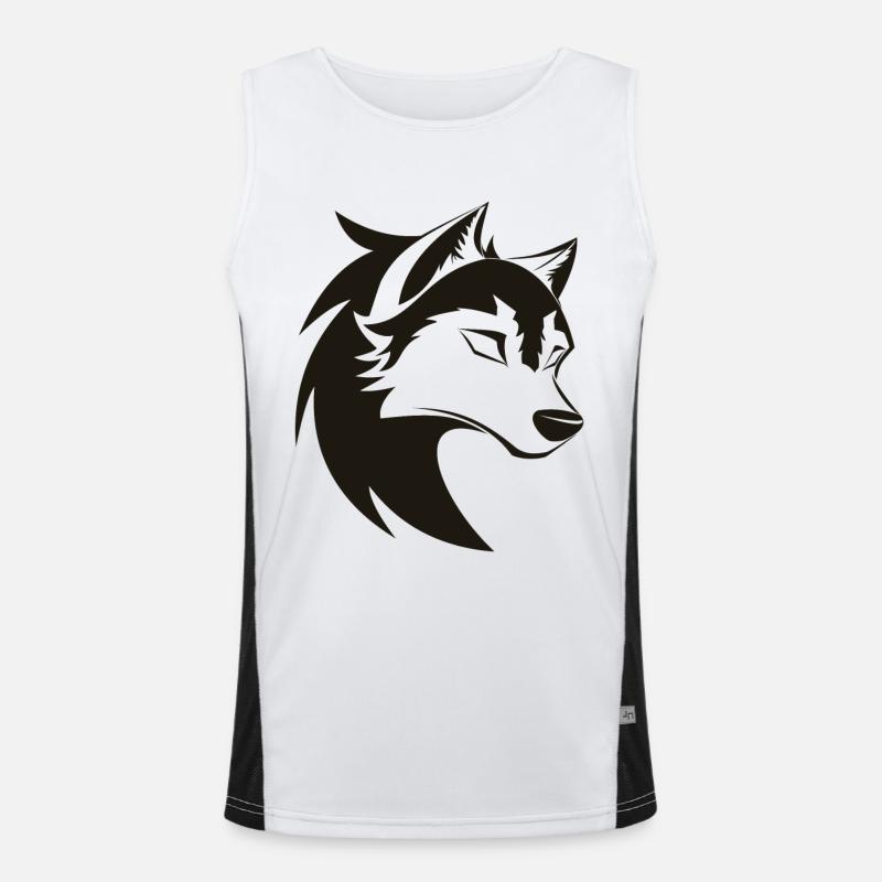 Stylized Cool Wolf Head Icon Men's Functional Contrast Tank Top 