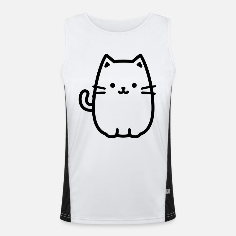 cat - Men's Functional Contrast Tank Top  - white/black