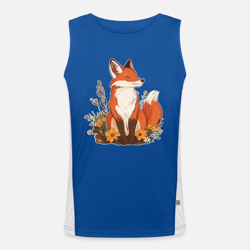 Fuchs mit Blumen Funktionelles Kontrast-Tank Top für Männer 