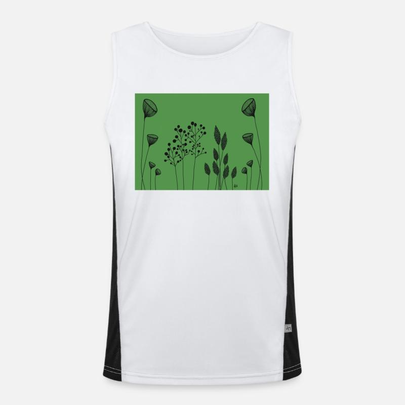 FIneline fleurs dessinant vert noir Débardeur respirant contrasté Homme 
