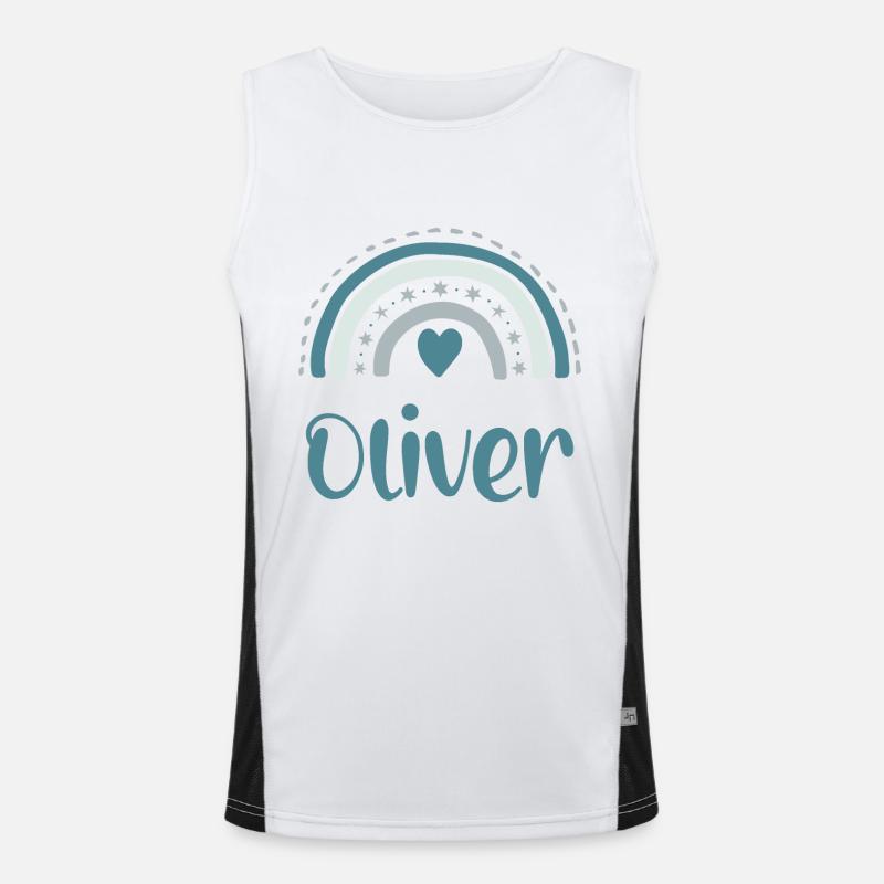 Oliver Name Rainbow Funktionelles Kontrast-Tank Top für Männer 