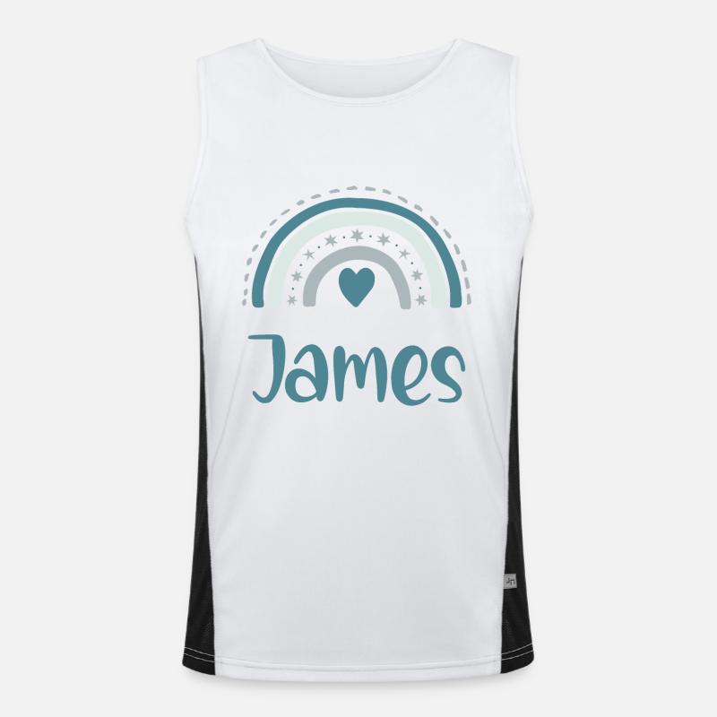 James Name Regenbogen Funktionelles Kontrast-Tank Top für Männer 