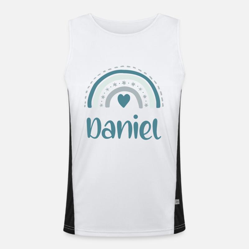 Daniel Name Regenbogen Funktionelles Kontrast-Tank Top für Männer 
